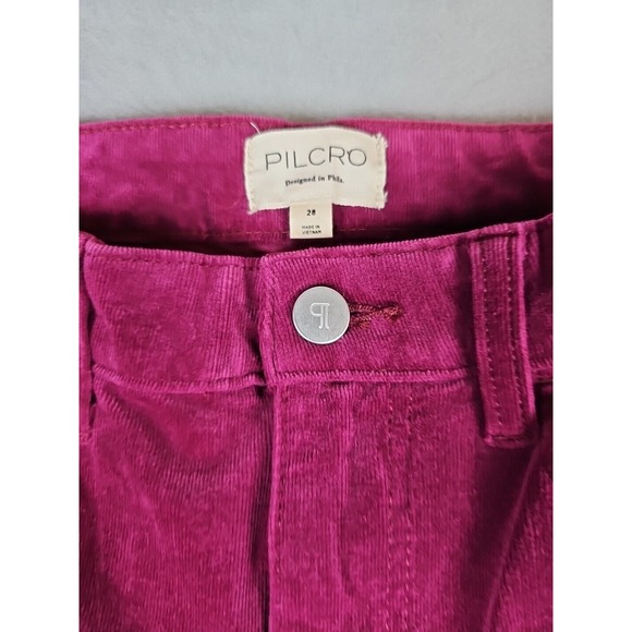 Pilcro Antrhopologie Size 28 High Rise Skinny Corduroy Pants Burgundy - Picture 2 of 12